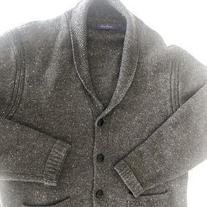 Alan Flusser gray cardigan sweater XLg